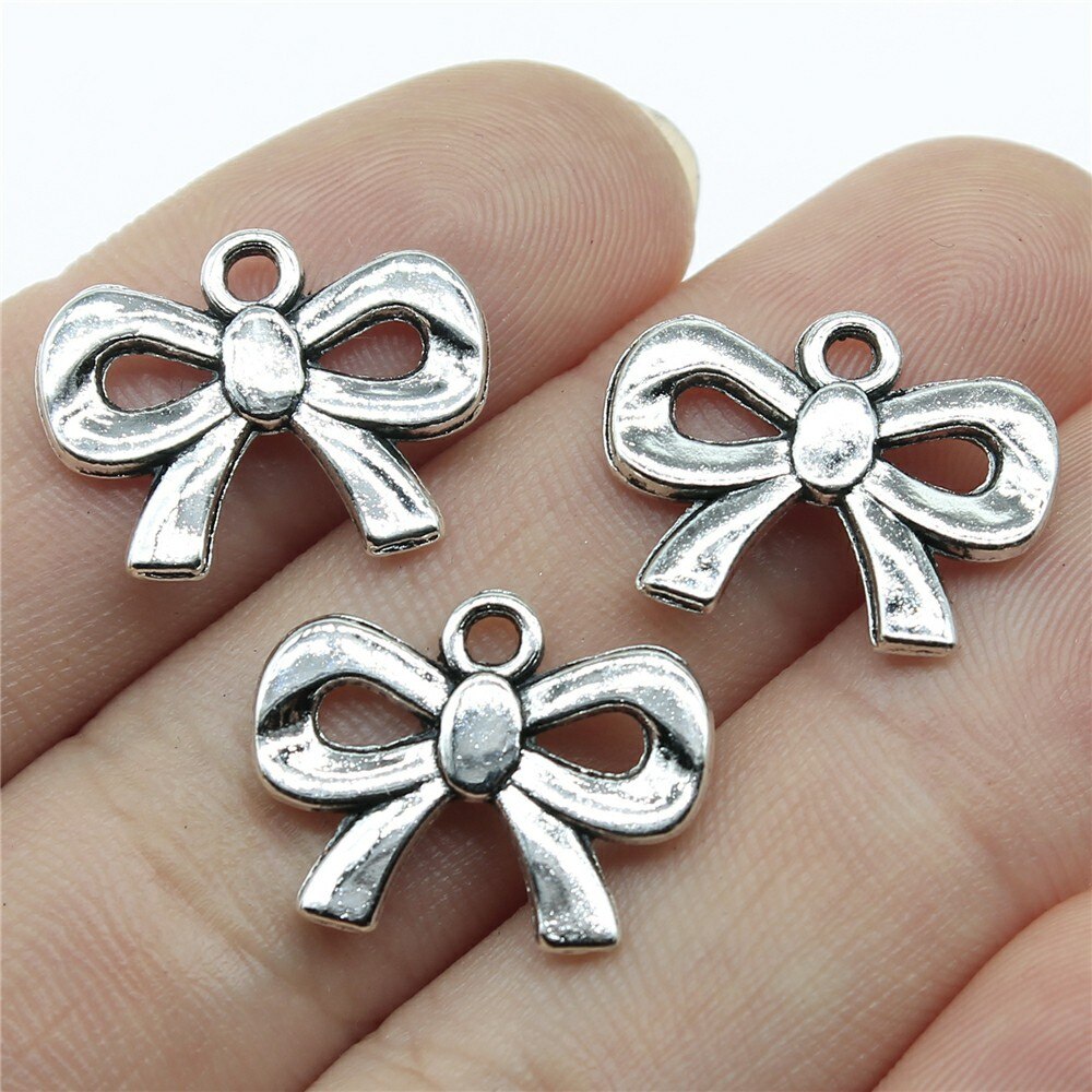 20Pcs Charms Tiny Boog Antiek Zilver Kleur Strik Charms Sieraden Bevindingen Diy Strik Charms: B13905-19x15mm