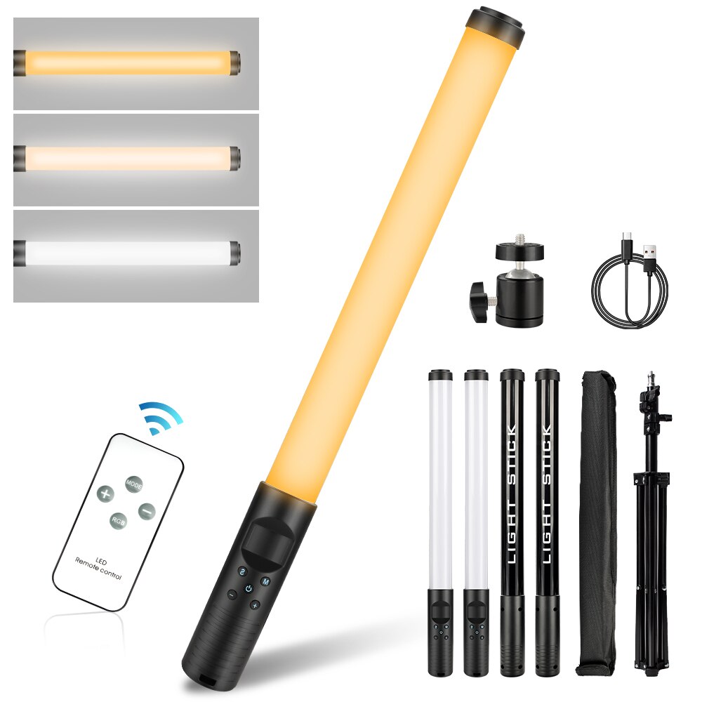 Fill Light Stick LED Lighting Wand Photography Fill Lamp 3000-6500K Rechargeable Speedlight with Tripod Stand Remote Video Light