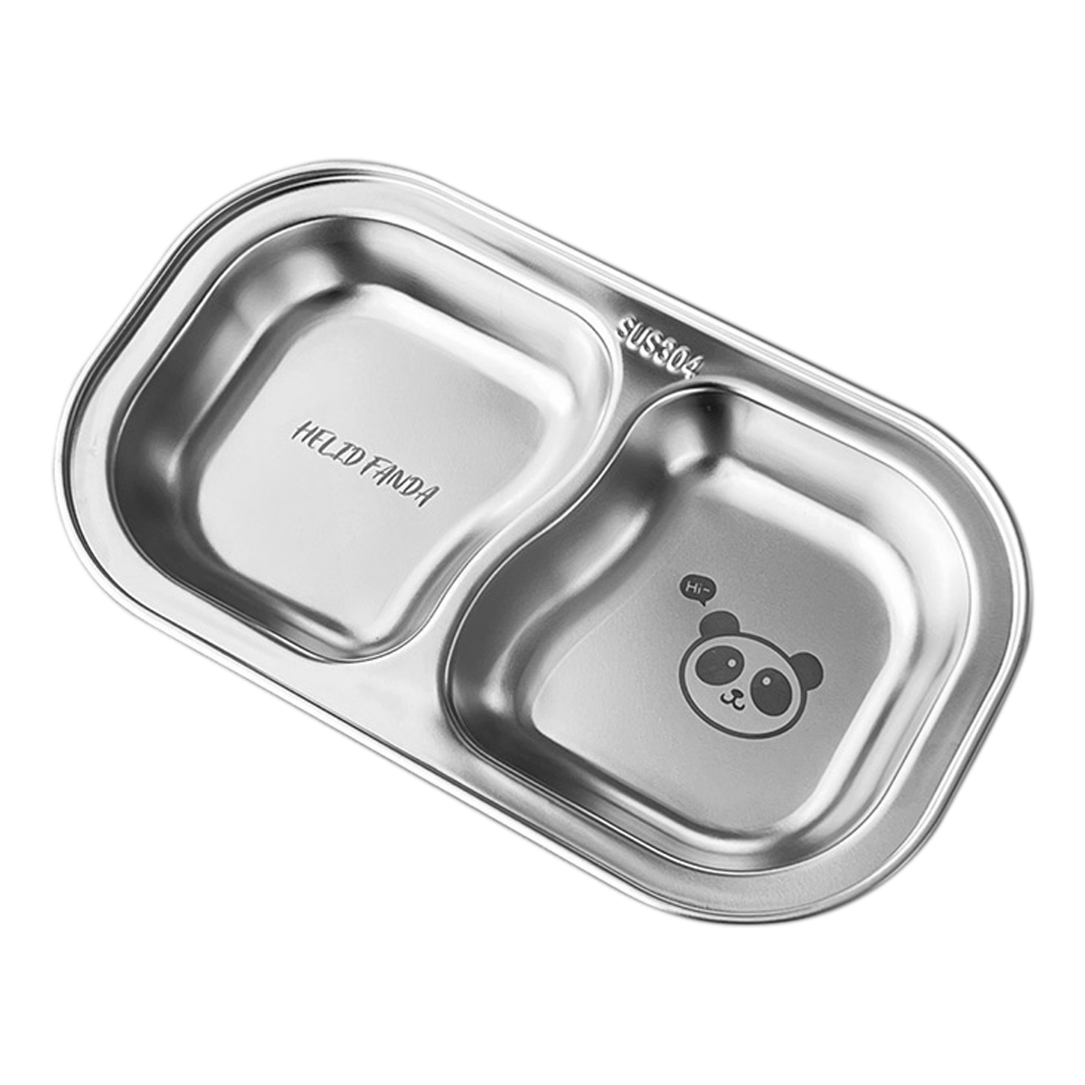 WORTHBUY Stackable 304 Stainless Steel Dinner Plate Kid Divided Dining Plate Cute Snack Tray With Compartments Kitchen Tableware: grey