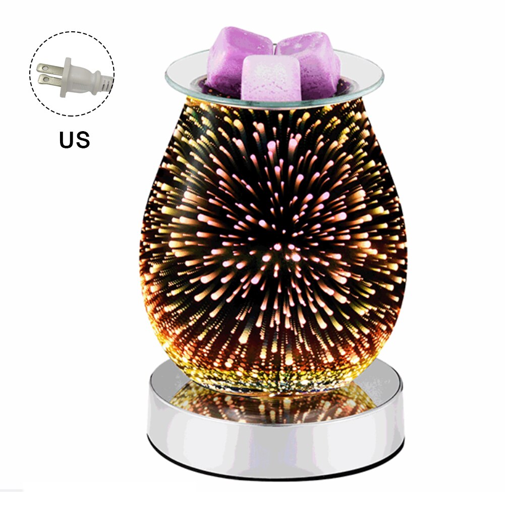 Essential Oil Diffuser Electric Candle Warmer Glass Tart Burner 3D Effect Night Light Wax Melt Warmer For Home Office Bedroom: US