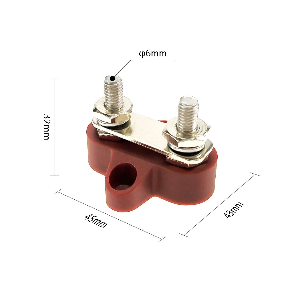 Iztoss Dual Heavy-Duty Power Terminal Blocks M6(1/4") Dual Stud Power and Ground Junction Block with Connecting Link