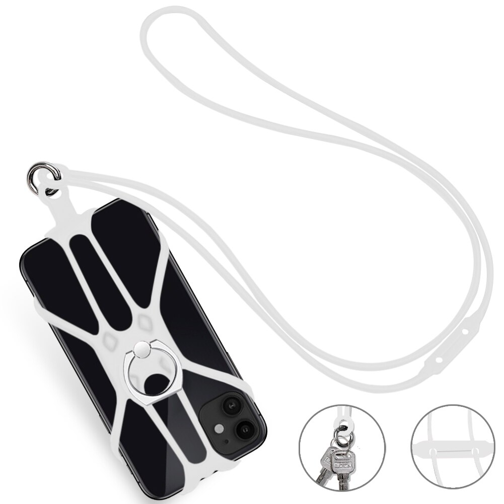 For iphone 7 XS 8 11 Case Silicone Strap Mobile Keys Neck Strap For Phone Keys lanyard Keychain Keycord Mobile Phone Cell Strap: white