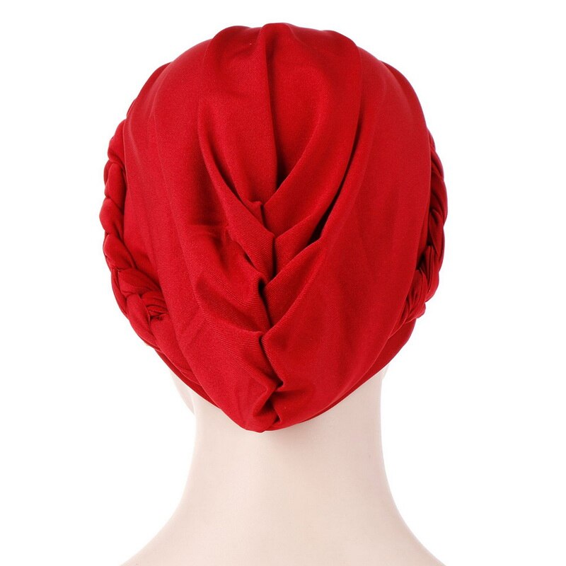 Kvinnor muslimska turban keps enfärgad bandanas pärlstav fläta pärlor dekor hatt