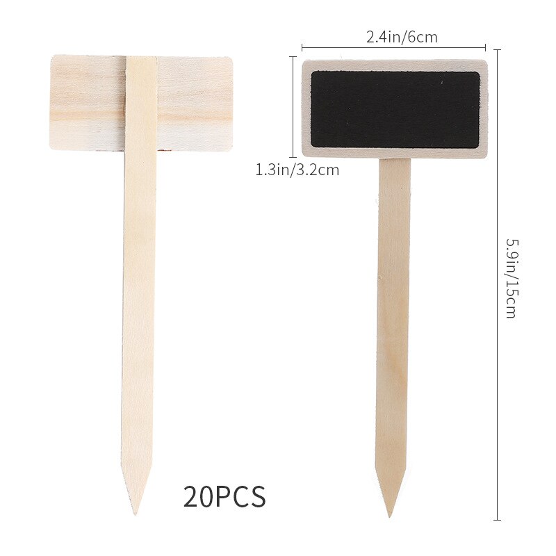 20PCS Mini Wooden Chalkboard Plant Markers Blackboard Signs Garden Flowers and Plants Tags Garden Decoration Tools