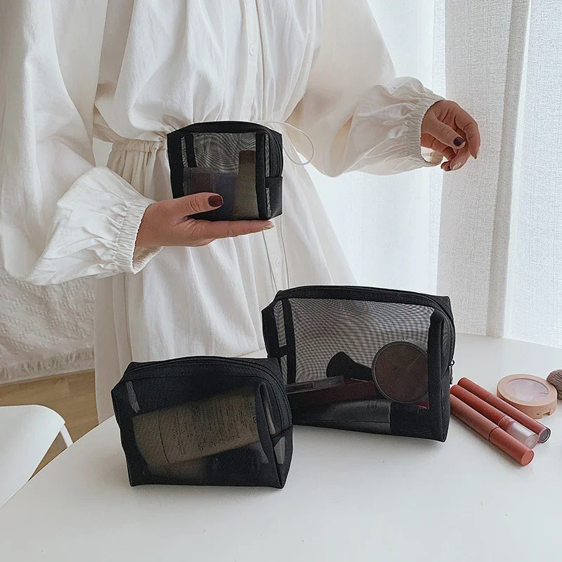 1 Stuks Vrouwelijke Make-up Tasje Draagbare Kleine Grote Toilettas Beauty Case Vrouwen Mesh Cosmetische Tas Reizen Opslag Make-up Tas Organizer