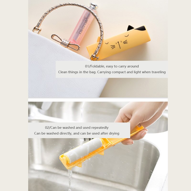 Opvouwbare Kleverige Haren Roller Pet Hair Remover Roller Lint Remover Herbruikbare Kleden Lint Cleaner Kleverige Roller Borstel Stofafscheider