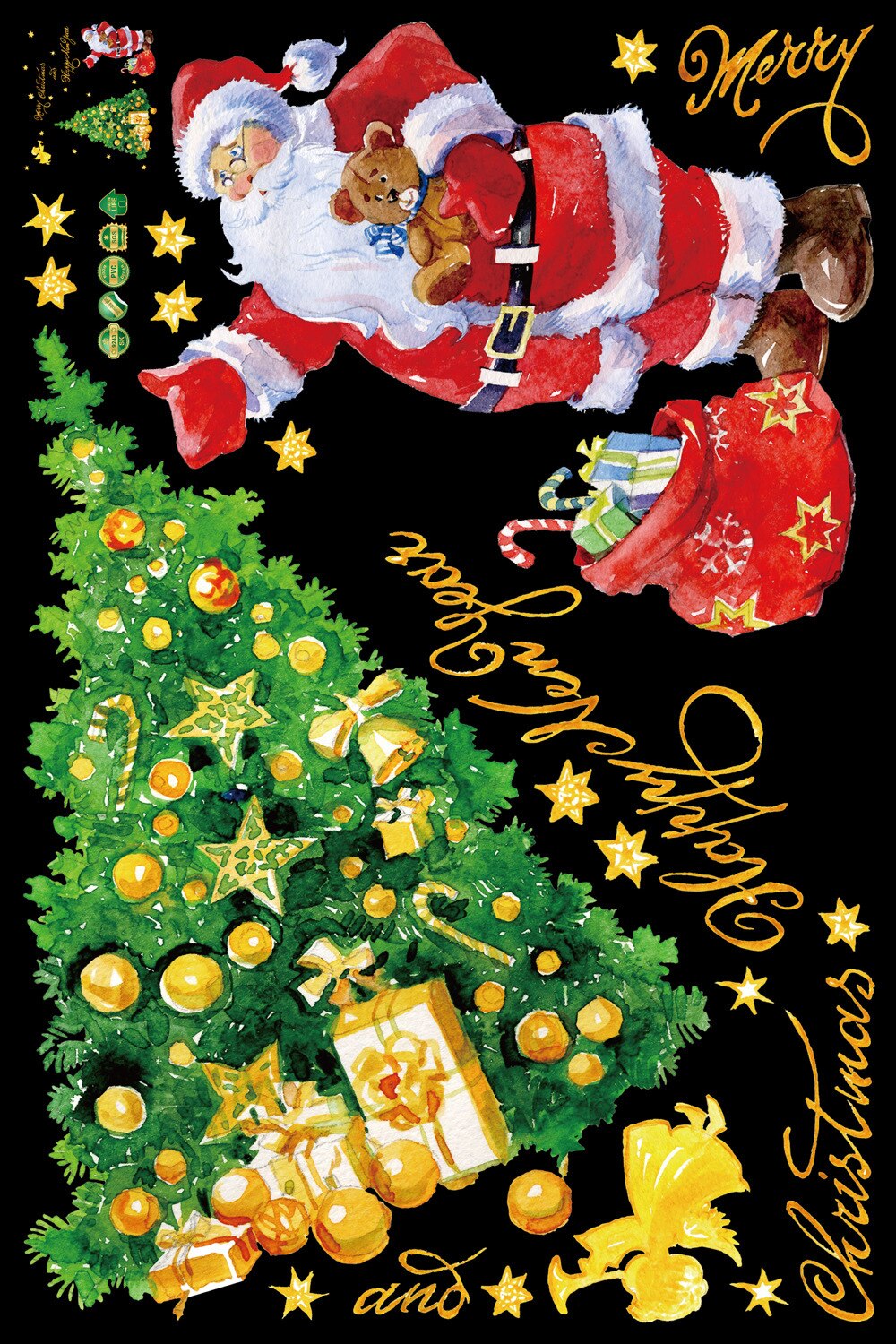Christmas tree santa claus doors and windows Festival shop window glass snowflake decoration STICKER WALL STICKER
