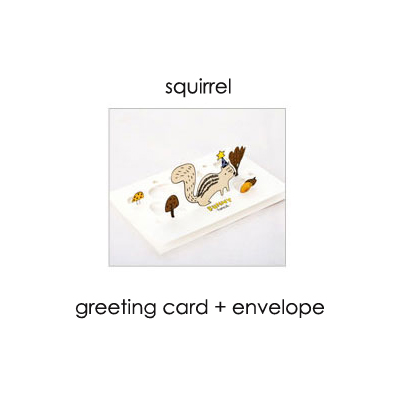 1pc gør-det-selv 3d kawaii dyr ræv kitty lykønskningskort invitation bryllup tak fødselsdag barn kort stereoskopisk kort: Egern