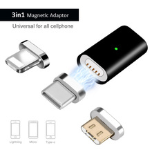 Universele 3in1 Magnetische USB Adapter Opladen &amp; Data Sync voor smartphone en Tablets met Micro-USB, Type-C en iPhone Interface