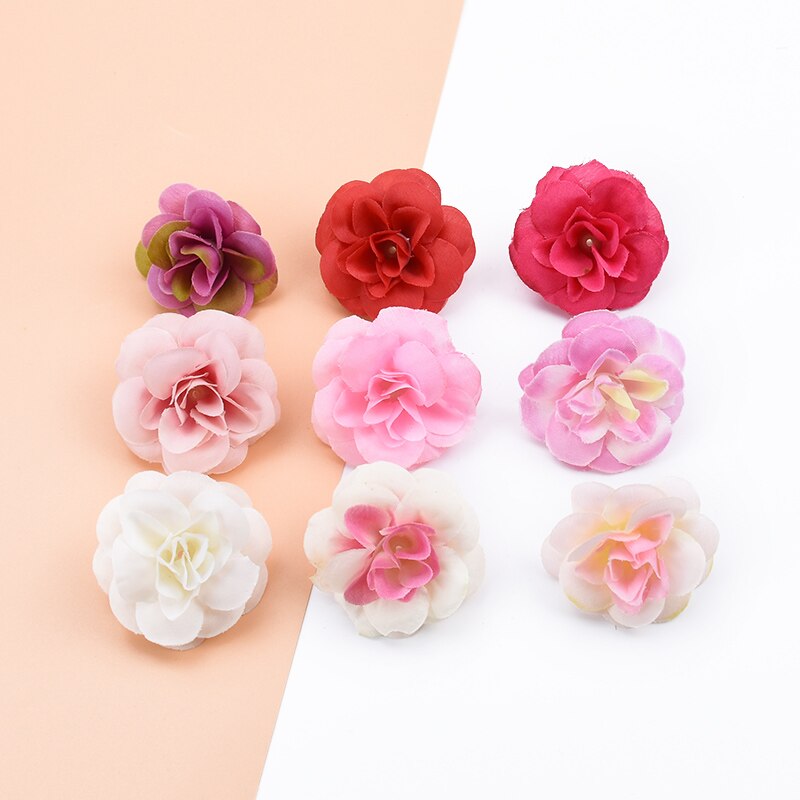 20 stk kunstige planter dekorative blomster kranse scrapbog bryllup boligindretning diy slik æske silke roser blomstervæg