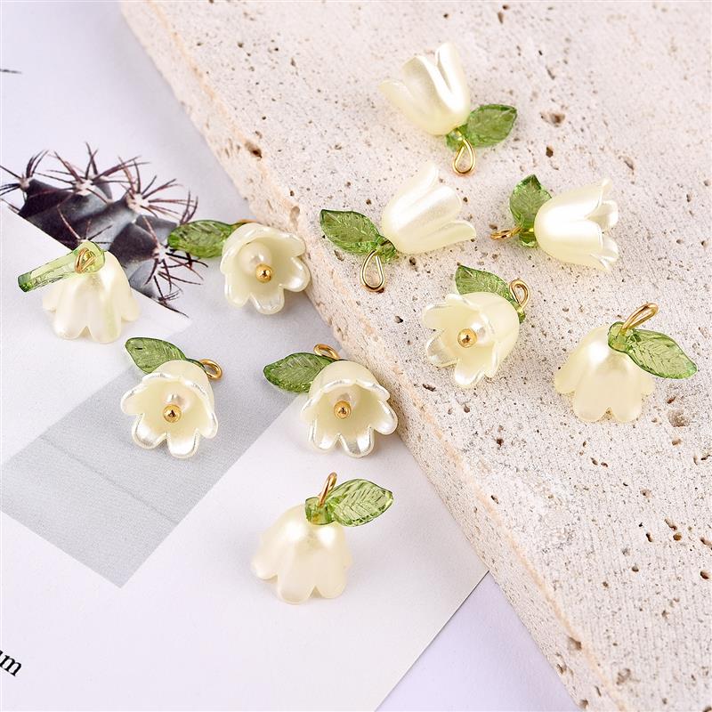 10/100 pz Perla Campana Orchidea Ciondolo Stereoscopico Foglia Fiore Adatto per Collana FAI DA TE Braccialetto Portachiavi Accessori di Gioielli: Viola