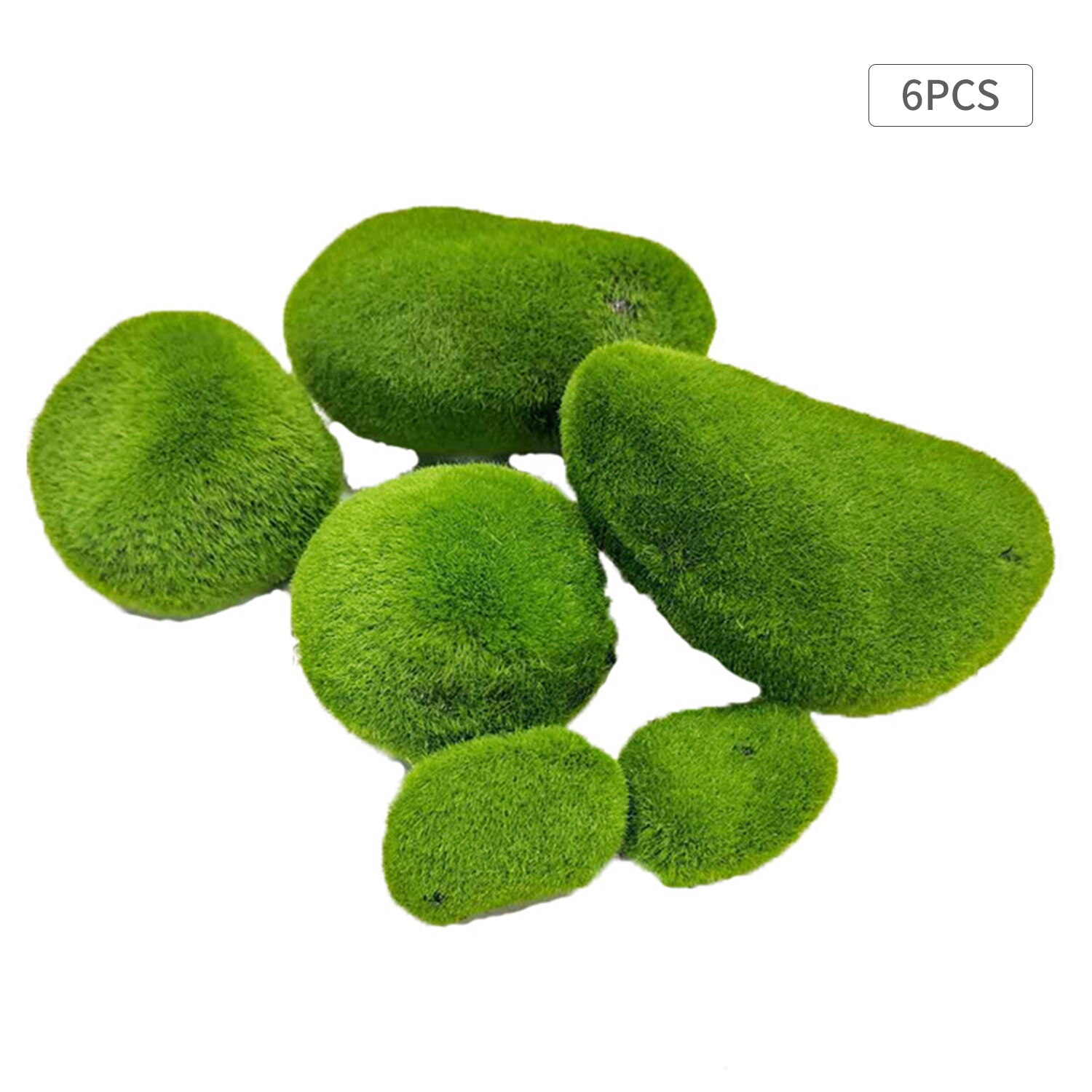6 unids/set musgo rocas del Faux verde cubierta de musgo piedras para decoración de jardín 3 tamaños de piedra Artificial: Default Title
