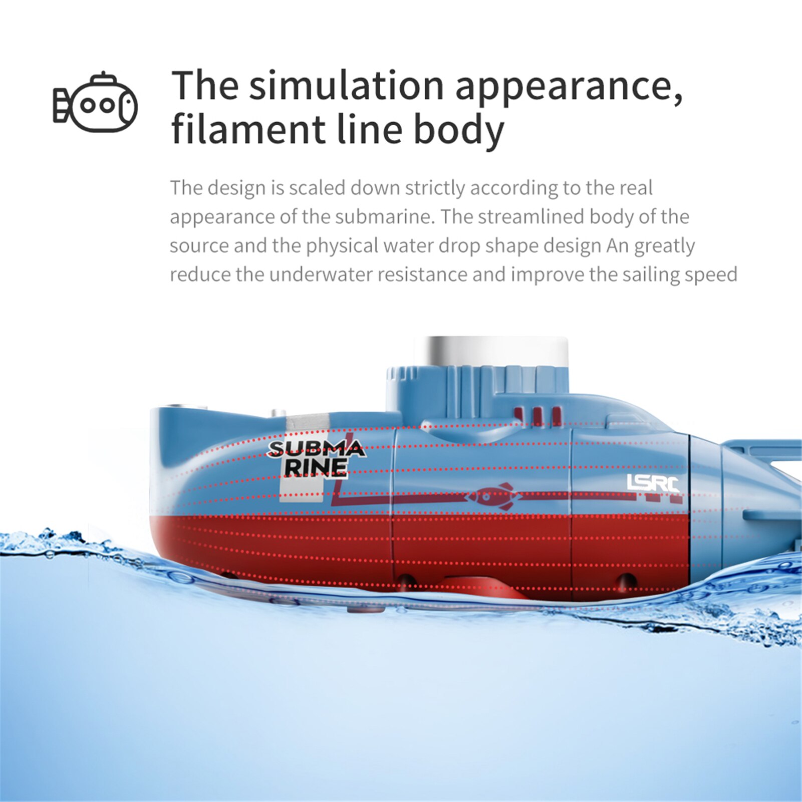 Bateau de plongée étanche télécommandé pour enfant, jouet de bain de piscine de Simulation
