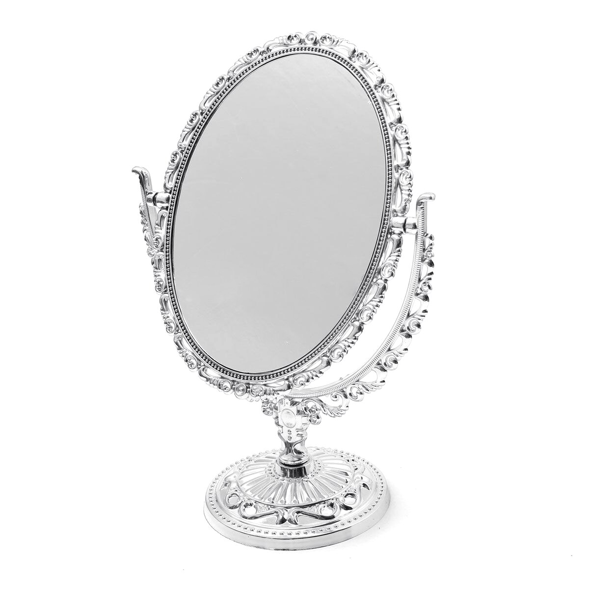 2 Color European Style Desktop Two Sided Oval Archaistic Swivel Makeup Cosmetic Mirror