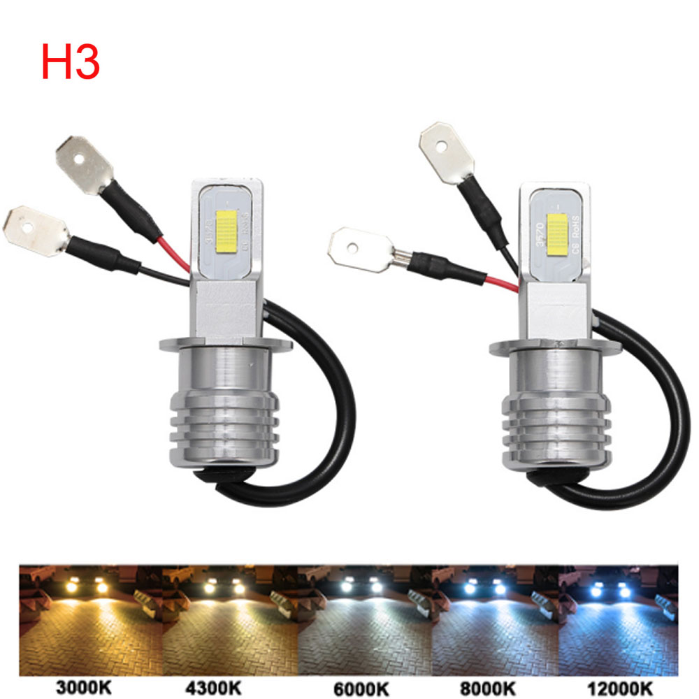 2 Stuks H3 Led Koplamp Lamp Led H3 Auto Licht Mistlampen1: 1 Size Replica Vervanging Halogeenlamp 80W 12V 24V Auto Lamp