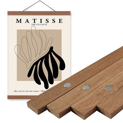 1PC Magnetische Houten Foto Poster Hanger Frames Foto's Muur Canvas Print Schilderij Teak Grenen Hout Woonkamer Home Decor: 5 inch / YELLOW