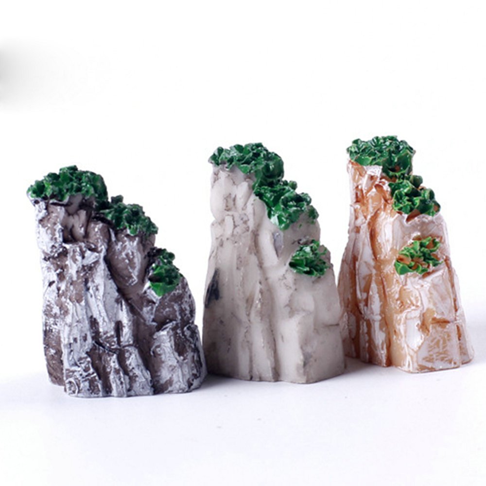 3pcs/Set Vintage Blue Mini Mushroom House Miniature Mini Craft Fairy Garden Micro Landscaping Decor Home Decoration Accessories: grey