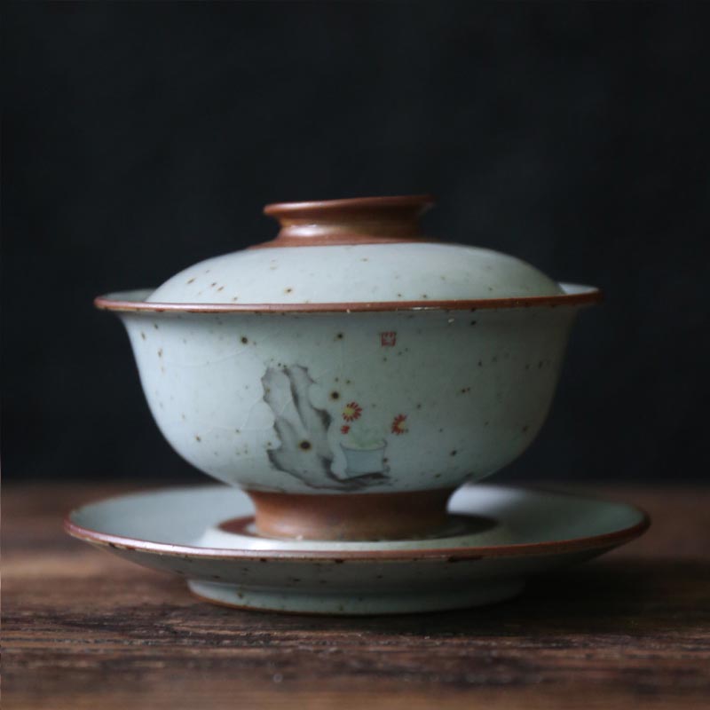 150ml japansk stil groft keramik gaiwan keramisk kung fu te sæt kinesiske mestre kop te terine tekop te skåle hjem te: B