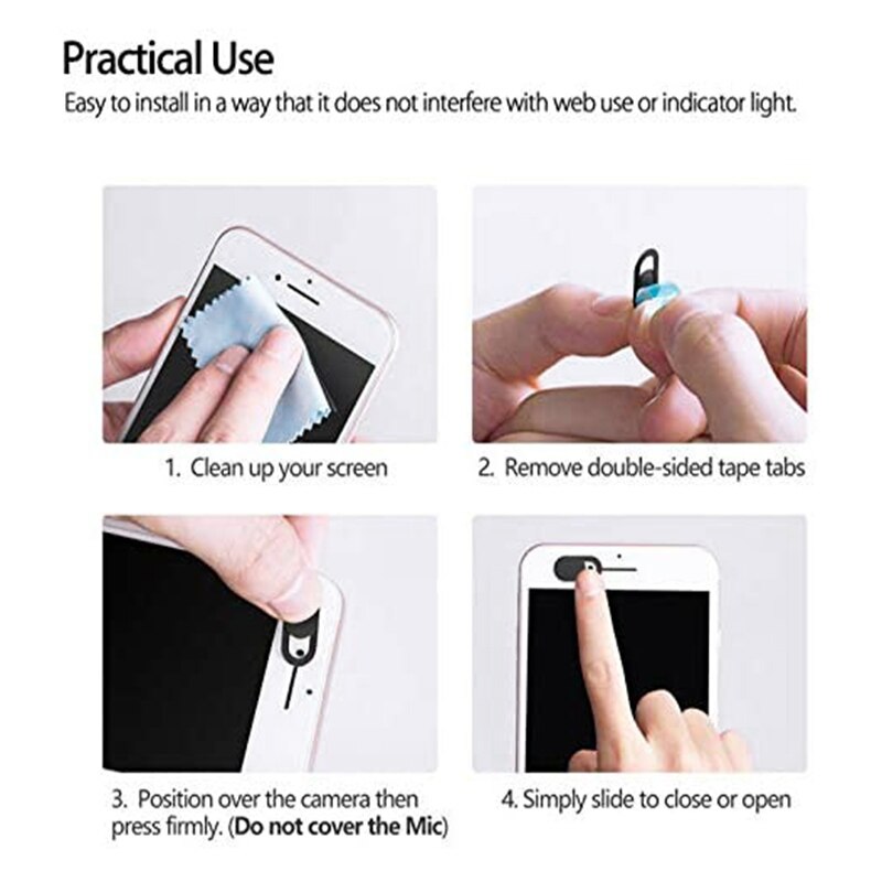 Couverture de Webcam pour Smartphone Mac-Book Pro, Protection de confidentialité, Ultra-mince, 6 paquets