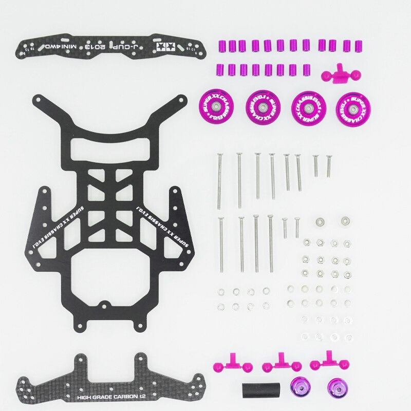 self made tamiya mini 4WD SXX chassis EVO parts front plate rollers full set: rose set