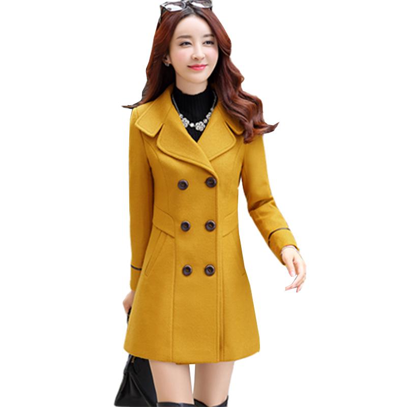 Ftlzz feminino mistura de lã quente longo casaco outono inverno plus size feminino fino ajuste lapela lã casaco cashmere outerwear