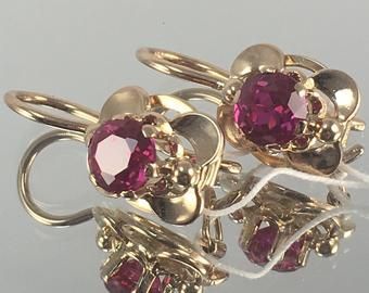 Pendientes de circonita de cristal rojo para mujer, aretes colgantes con incrustaciones de piedra CZ, Color dorado Vintage, joyería de boda femenina,: orange