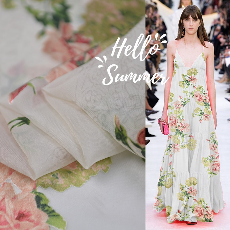 100cm * 135cm elegancka jedwabna wypalenie gaza tkanina 3D kwiatowa jedwabna materiał koronki na suknię ślubną