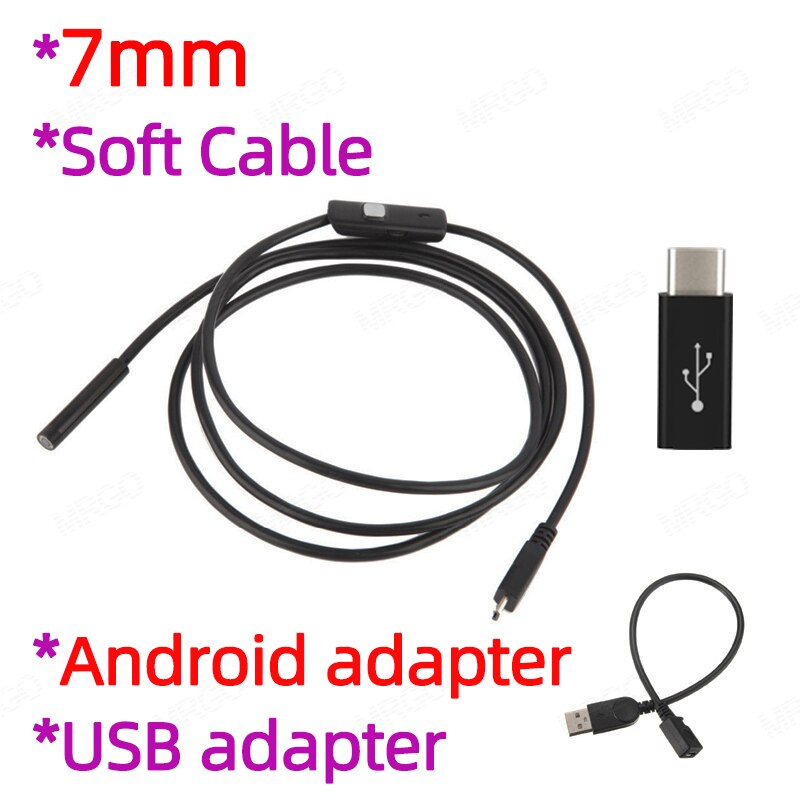 7Mm 5Mm Endoscoop Camera Waterdicht Micro Usb Led Endoscoop Voor Android Telefoon Smartphone Voor Micro Usb Type C endoscoop Camera: 2m / 7MM