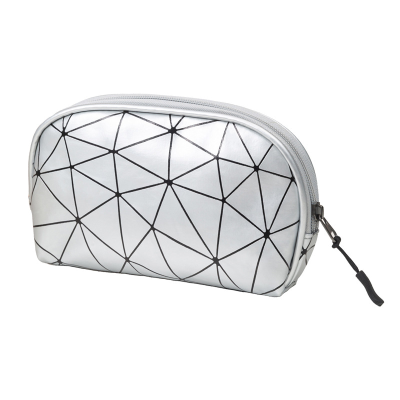 PU Toiletry Small Bags For Women Korean Cosmetics Storage Organizer Washbag Bags For Women Travel Cosmetic Shell Bag: Silver