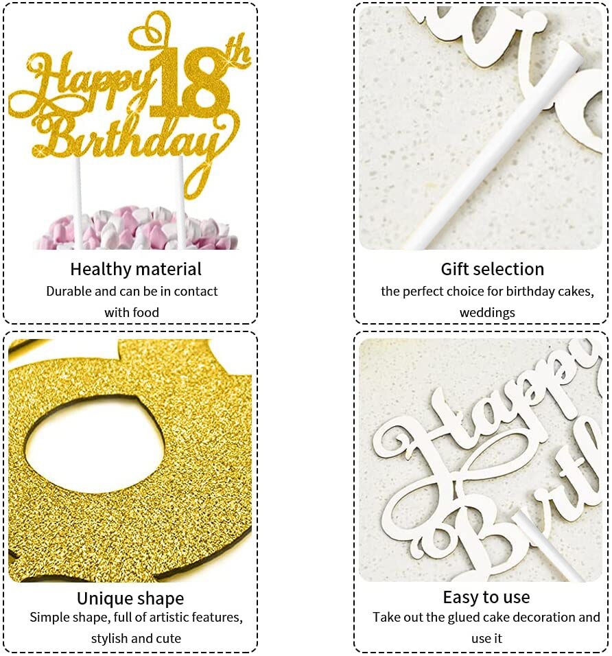 1PC Happy Birthday Cake Topper 1st 18th 21th 30th 40th 50th Age Birthday Cake Decoration Party Favors Supplies Baby Shower