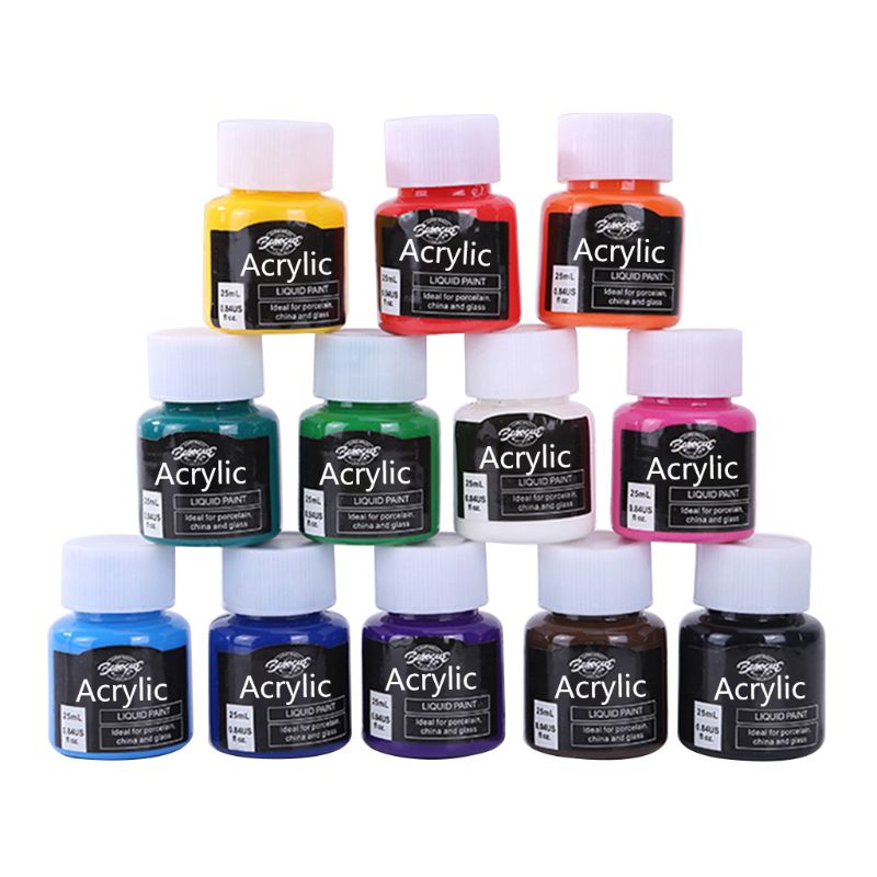 12 x 25ml tunge kropsfarver rige pigmenter akrylmaling sæt til maling af håndværk
