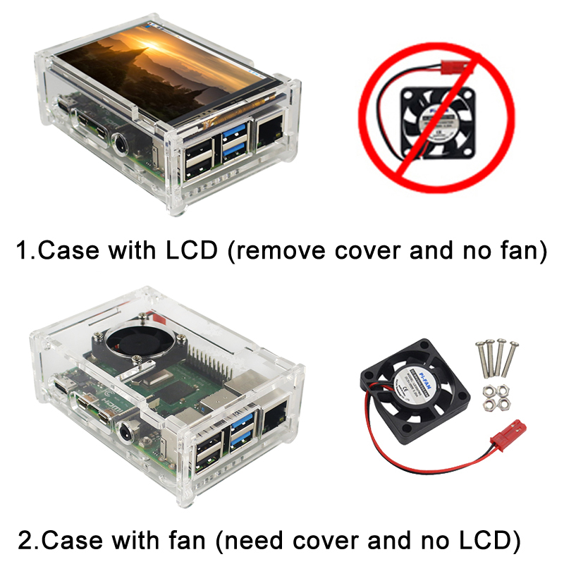 Raspberry Pi 4 – écran tactile LCD TFT 3.5 pouces, 480x320, avec boîtier en acrylique, Moddel B