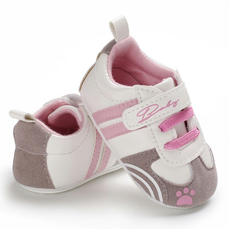 Pudcoco baby casual skor 0-18m baby skor pojke flicka nyfödd mjuka sulor läder spjälsäng mjuk sula sko sneaker: Rosa / 13-18 månader
