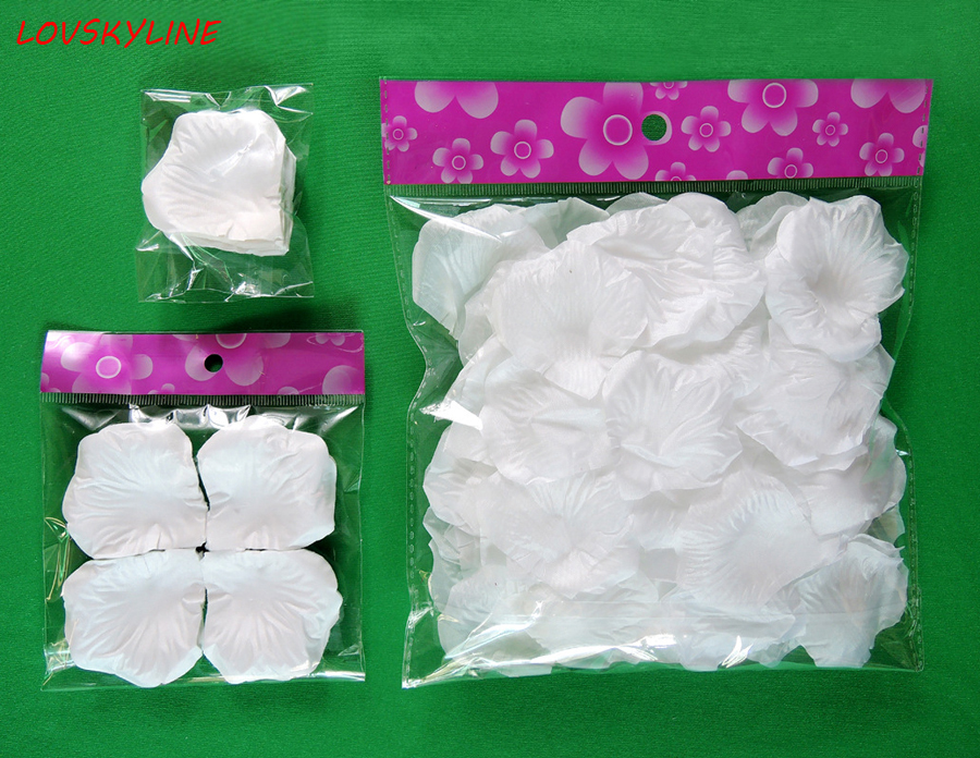 Pétalos artificiales de rosa de seda, blanco, 3000 Uds., decoración de flores para de boda, ,