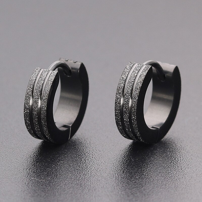 Earrings Men&#39;s Round Titanium Steel Earrings Men&#39;s Jewelry Accessories Hipster Rock Style Punk Circle Earrings for Men: black