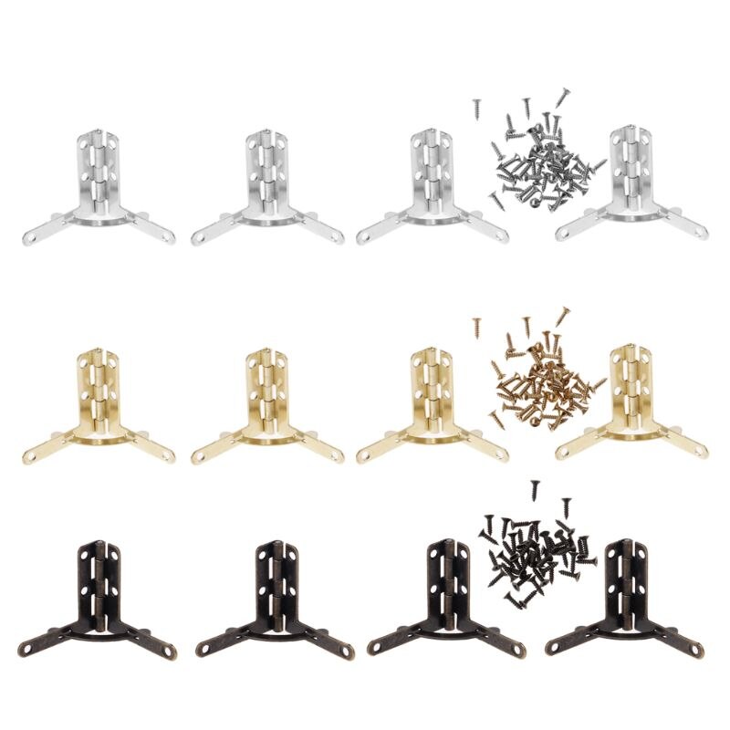4pcs Angle Support Spring Hinge 90 Degree Hinge for Antique Brass Jewelry Wine Case Watch Box Wood Lid Hardware 30x 31mm