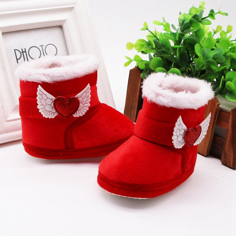 Inverno quente do bebê menino menina botas de neve de algodão com amores mid-tube botas infantil anti-deslizamento da criança sapatos