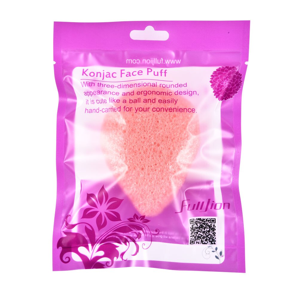 Fulljion 6 Farben Natürliche Konjac Gesichts Puff Gesicht Reinigen Waschen Schwamm Peeling Reinigung Schwamm Puff Gesichts Reiniger Werkzeug: Rosa mit Paket