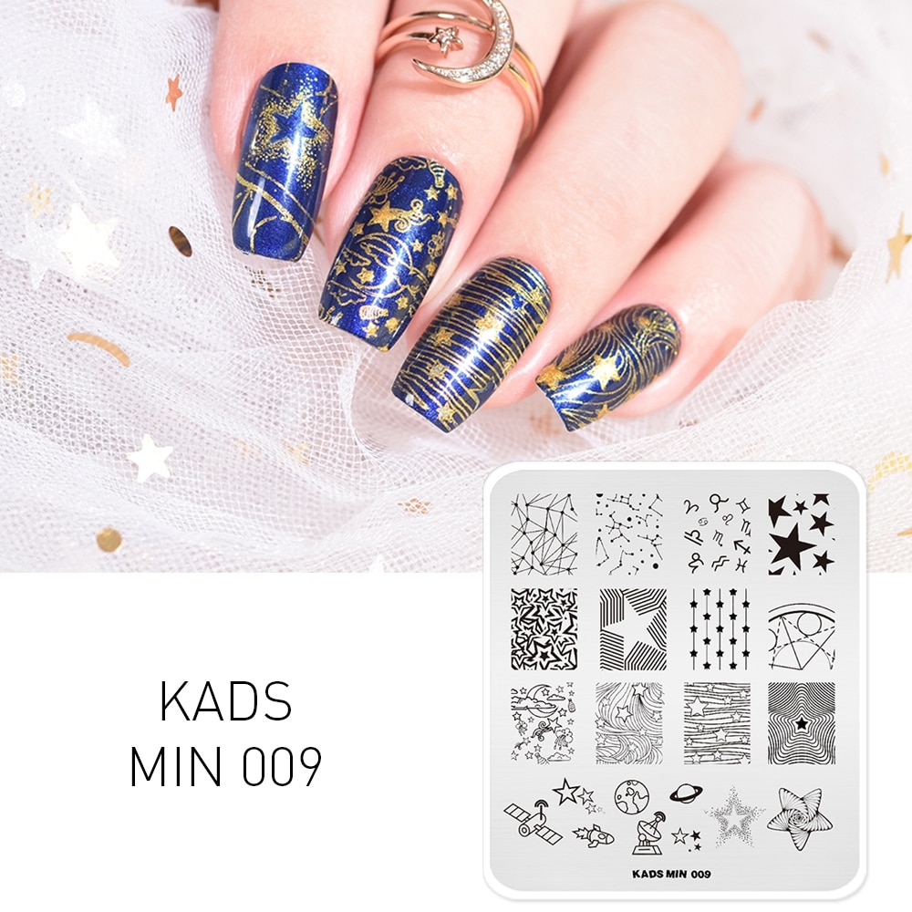Kads stjernehimmel nail art stempel skabelon stjerne & måne manicure negle art billedplade til negle art dekorationer stempel
