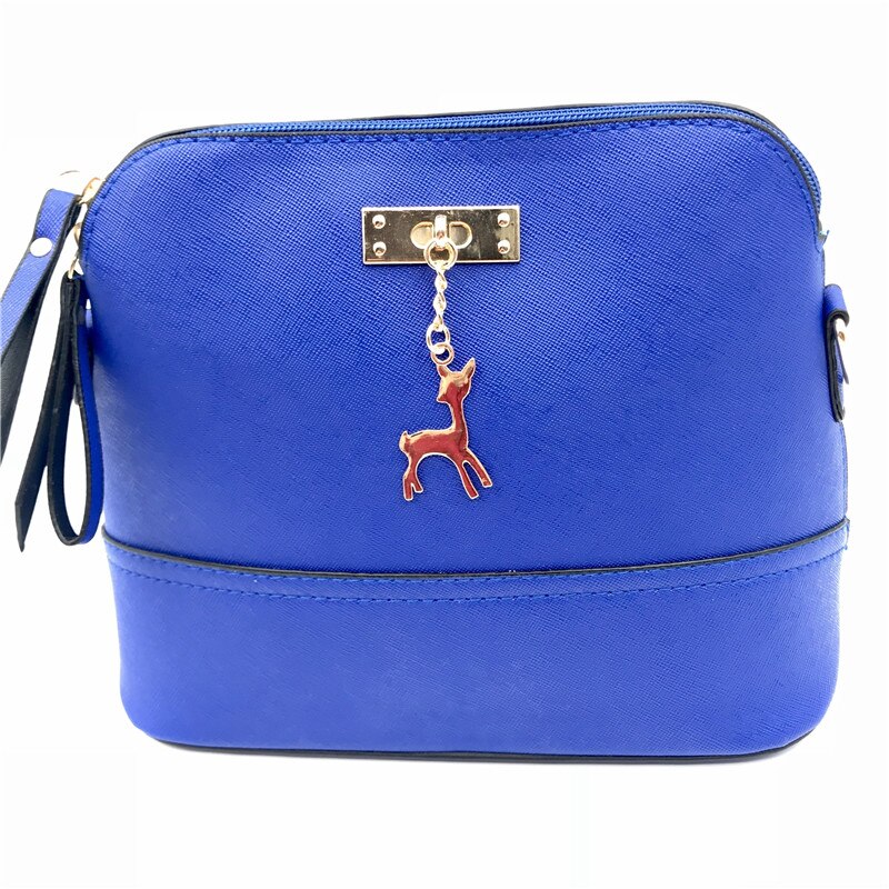 Women's Handbags Shell Bag Leather Women Messenger Bags Girls for Shoulder Bags Decorative Deer Branded Bag: Blue