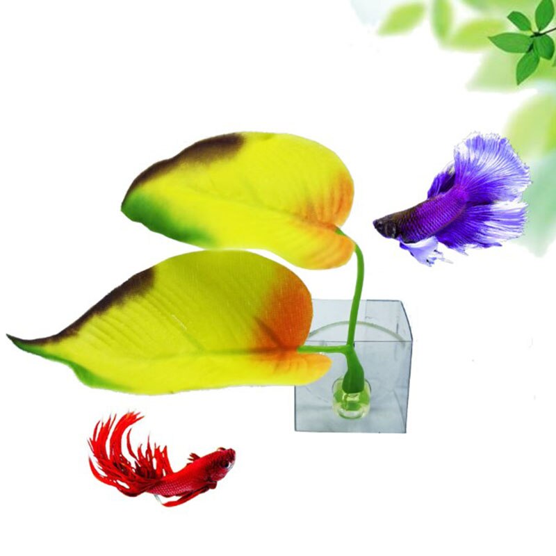 1Set Aquarium Fish Tank Artificial Leaf Betta Fish Rest Spawning Ornamental Plant Betta Fish Play Relax Hide Leaf Hammock