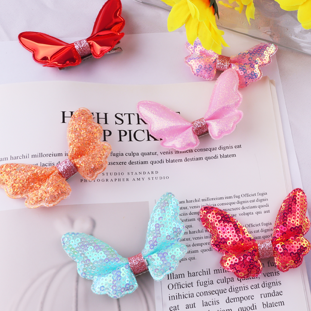 Glitter Mini Butterfly Hair Clips for Baby Girls Sparkly Colorful Hair Accessories Women Cute Small Tiny Clips Hair Accessories