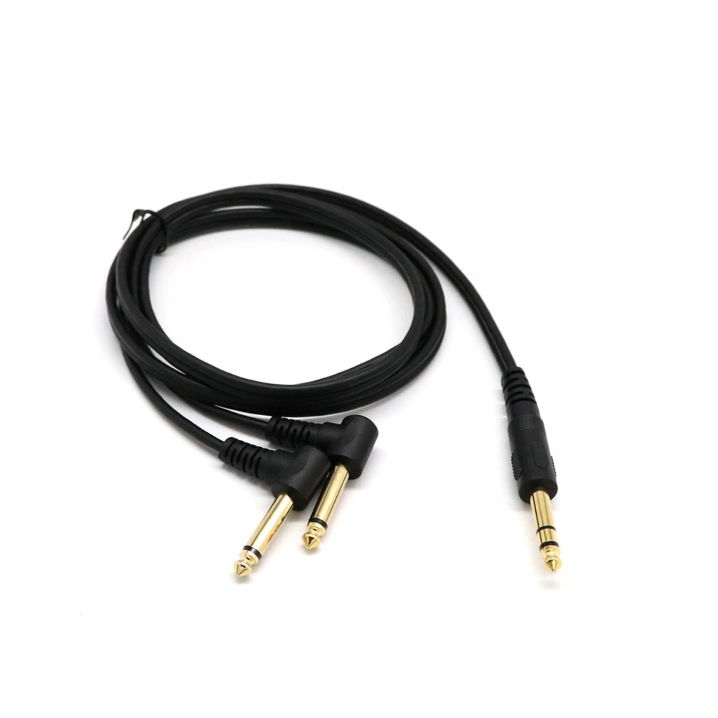 Guitar Y Cable 5 Feet Gold Plated 6.35mm Male TRS Stereo to Dual 2 x 6.35mm Male TS Mono Right Angle Y Splitter Audio Cable