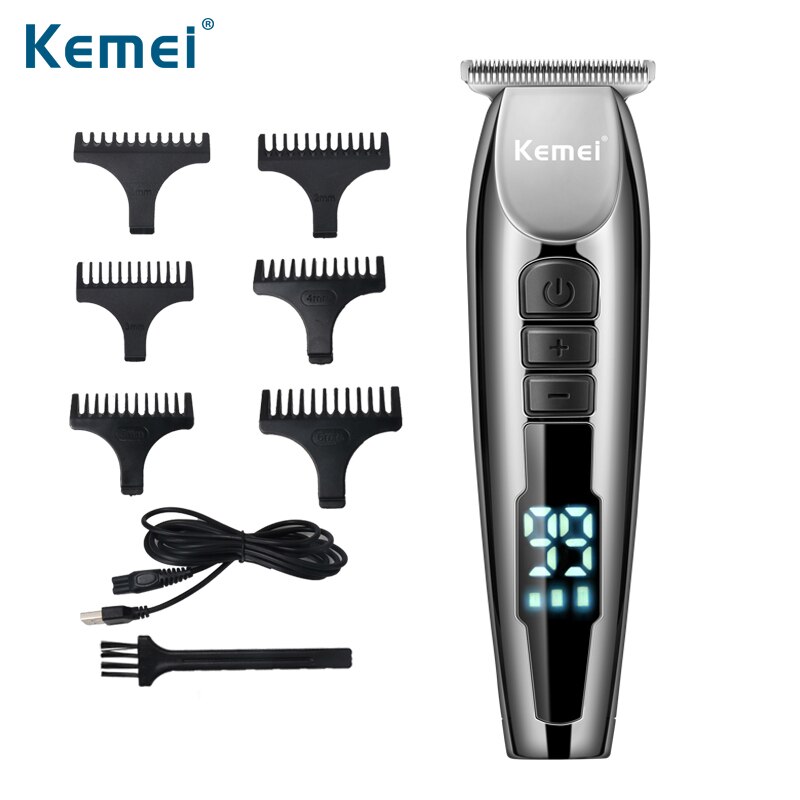 Kemei LCD Elektrische Haar Clipper Professionelle Rasierer Bart Barber 0mm Haar Schneiden Maschine USB Aufladbare 3-speed einstellung: Default Title