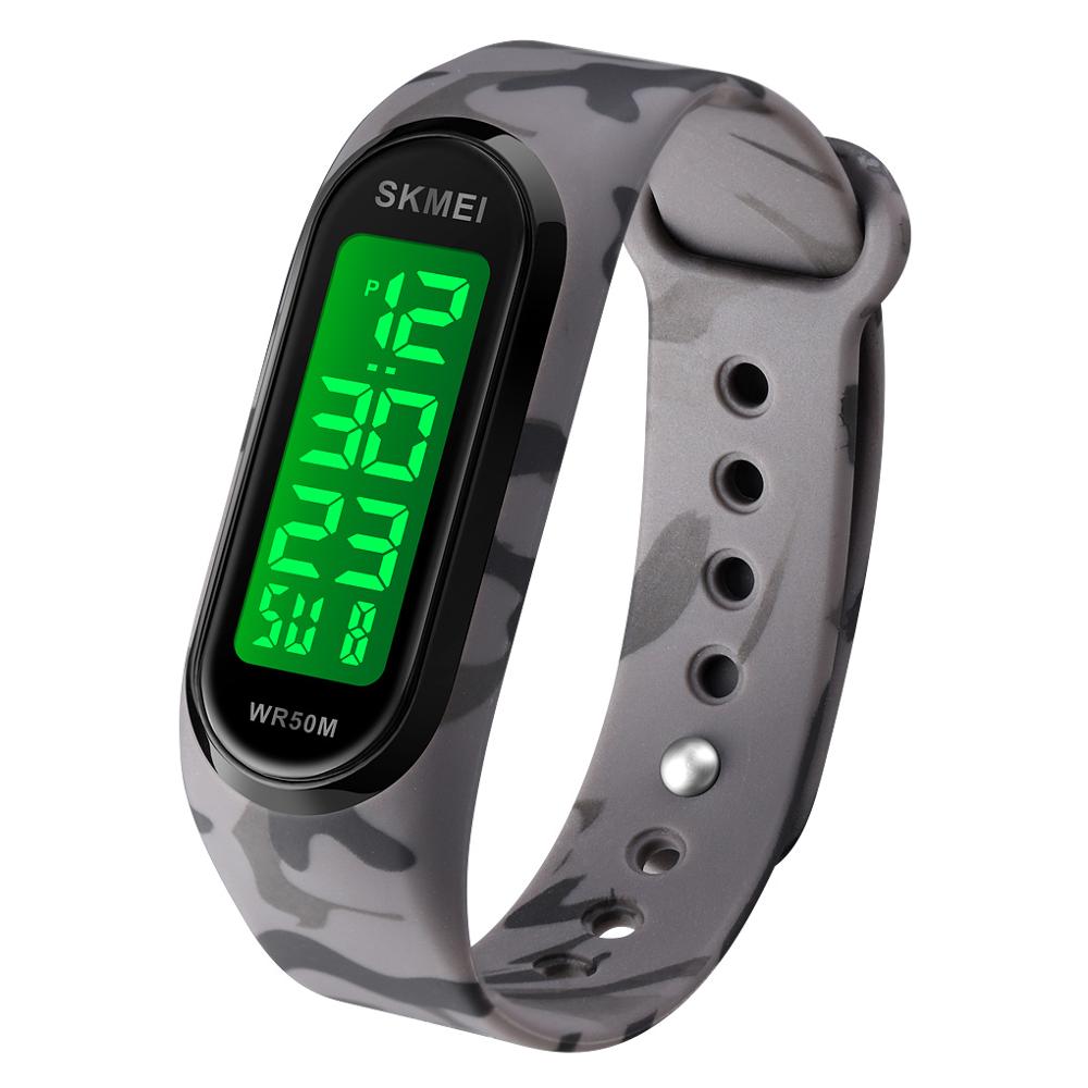 Simple Women Sports Watch Luminous Bracelet SKMEI Women Silicone Electronic Digital Watches 50M Watchproof Watch Ladies: grey camouflage-BK