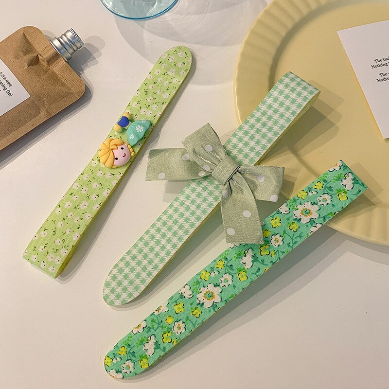 3Pcs Hook &amp; Loop Haarband Kinderen Zomer Pony Stickers Meisjes Gebroken Haar Hoofdbanden Meisjes Hoofdbanden Post Haaraccessoires: green