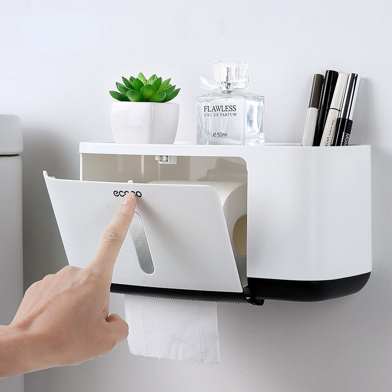 Wall Mounted Toilet Paper Box Tray Roll Paper Storage Box Waterproof Toilet Paper Holder Storage Box Bathroom Accessories