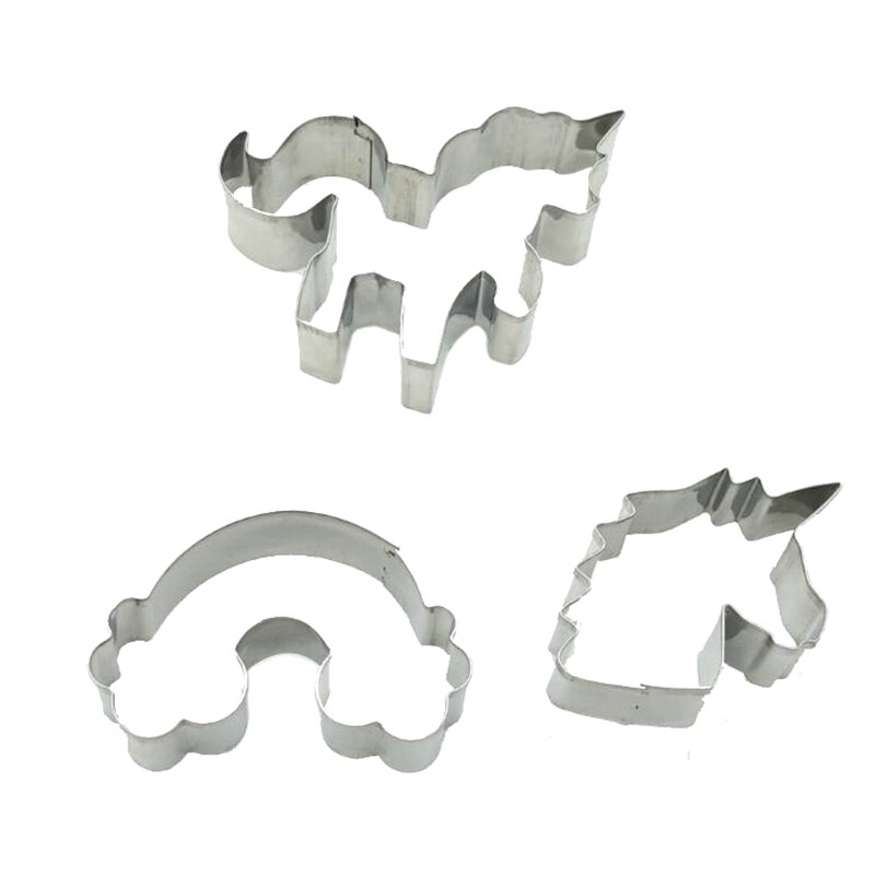 3 Stks/set Eenhoorn Cookie Cutter Rvs Cut Snoep Biscuit Mold Koken Gereedschap Rainbow Cake Fondant Cutters Mould