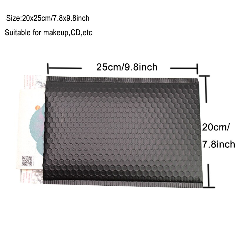 10PCS Schwarz Metallic Gepolsterte Mailer Porto Mailer Kleidung Schuhe Beutel Folie Blase Umschläge: Matte-20x25cm
