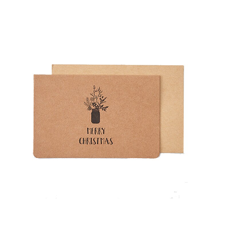 4pack kraft Christmas greeting card Art RETRO envelope paper Christmas hat elk wreath 12.8*8.4CM: A